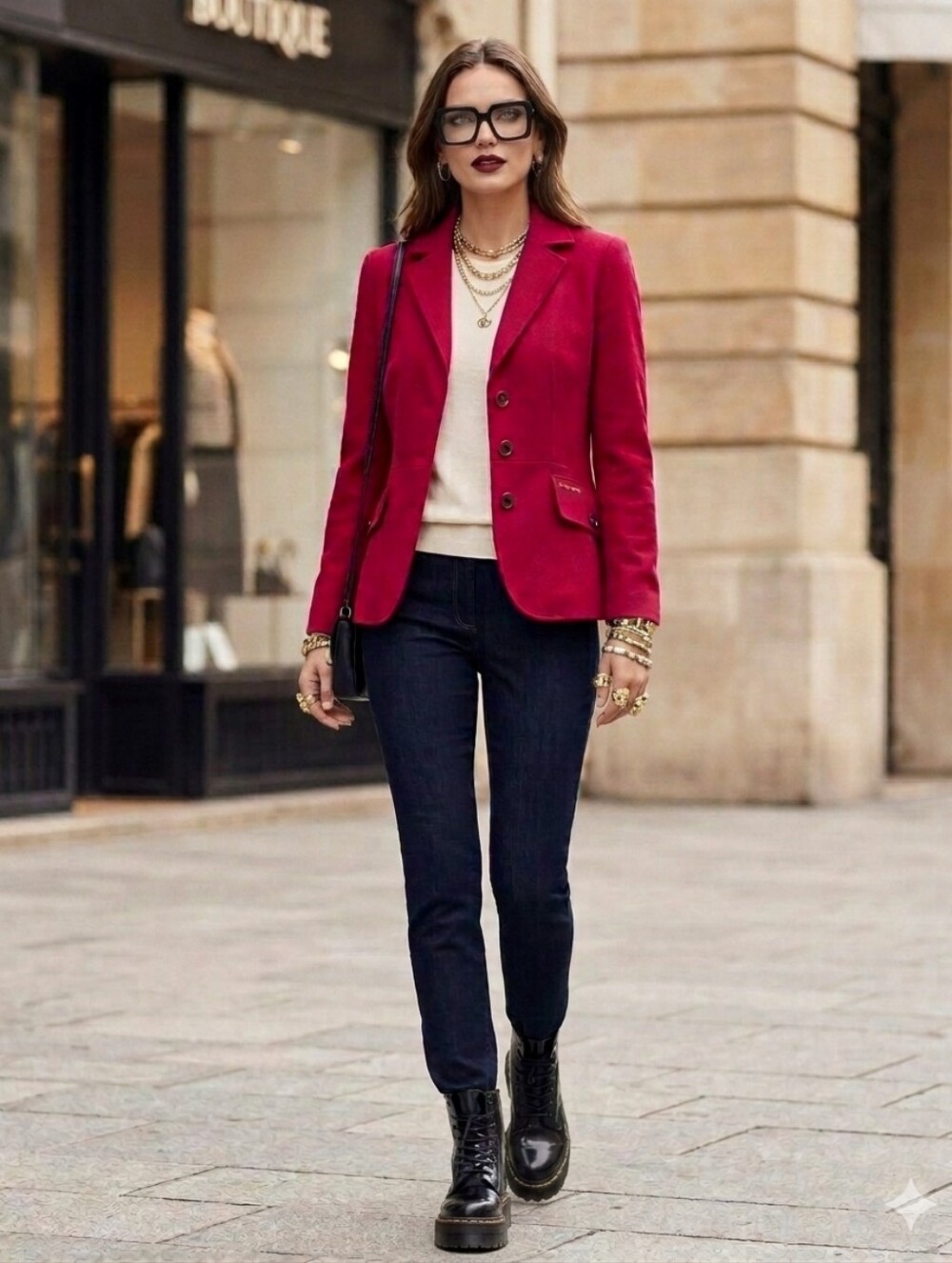Hugo Boss Women's Red Tailored Button Blazer